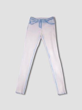 MAISON MARTIN MARGIELA AW13 TROMPE L'OEIL Blue Jeans Print White Leggings
